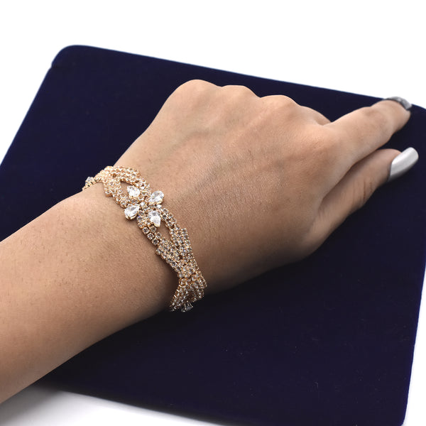 Sterling Golden and Rose Gold Silver Ladies Cubic Zirconia Tennis Bracelet Women Girls Fashion Box Chain Bracelets Jewelry btfrgda4e-a