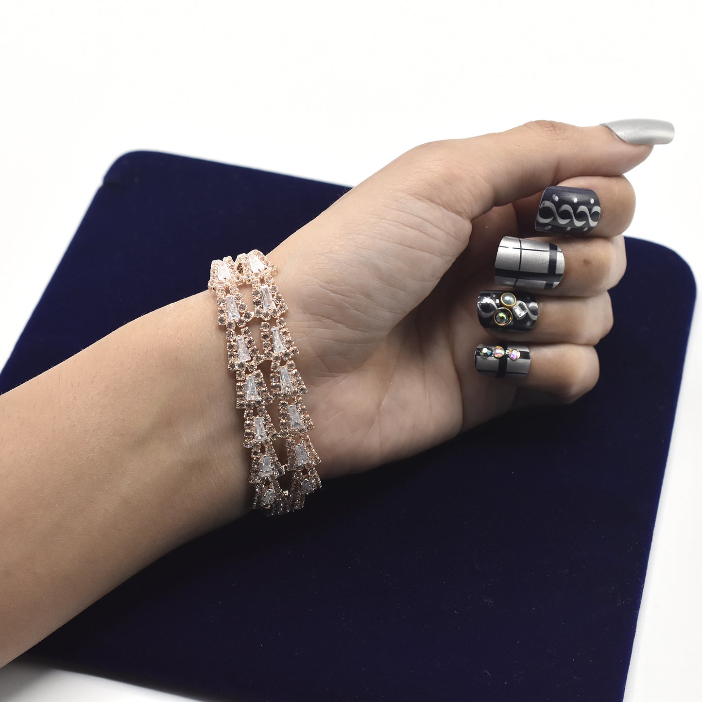 Sterling Golden and Rose Gold Silver Ladies Cubic Zirconia Tennis Bracelet Women Girls Fashion Box Chain Bracelets Jewelry btfrgda4e-a