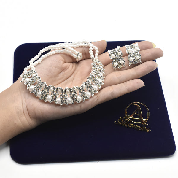 Golden Imitation Pearl Wedding Necklace Earring Sets Party Jewelry Sets for Women Elegant Party Gift Fashion Jewellery jtfrcra1g-1