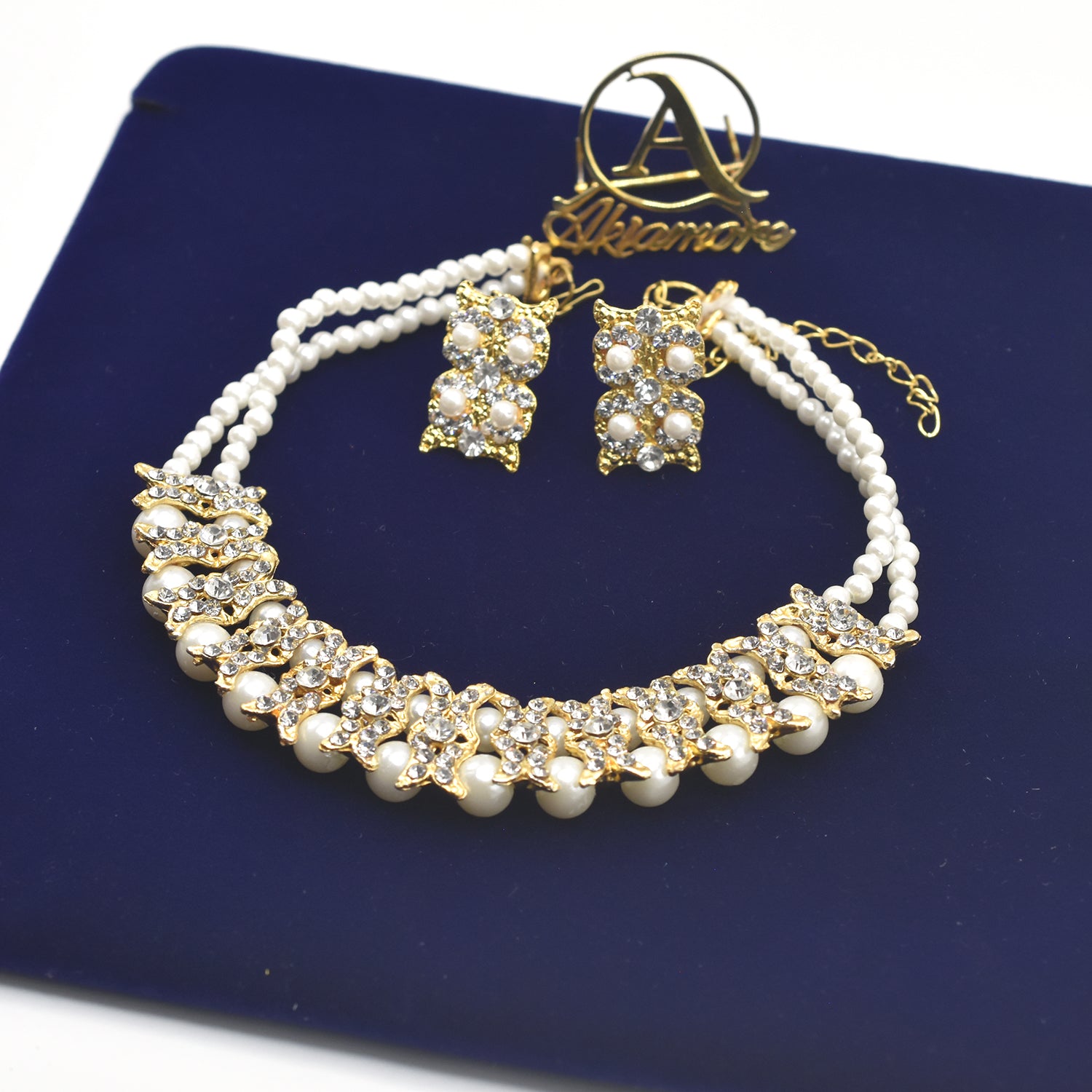 Golden Imitation Pearl Wedding Necklace Earring Sets Party Jewelry Sets for Women Elegant Party Gift Fashion Jewellery jtfrcra1g-1