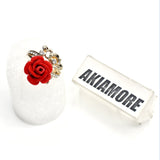 Ring Quality red Zircon Red princess cut crystal Rose flower Ring fgfrrdf1s-1