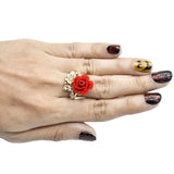 Ring Quality red Zircon Red princess cut crystal Rose flower Ring fgfrrdf1s-1