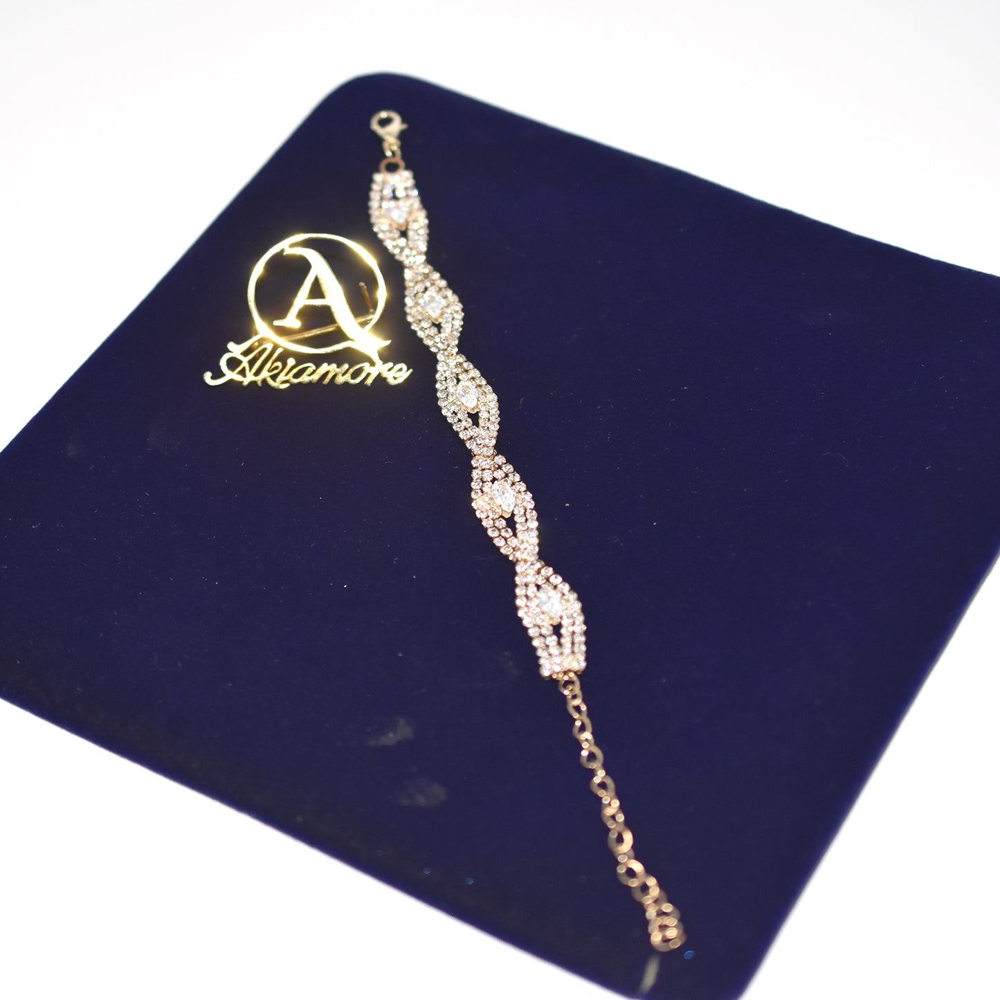 Sterling Golden and Rose Gold Silver Ladies Cubic Zirconia Tennis Bracelet