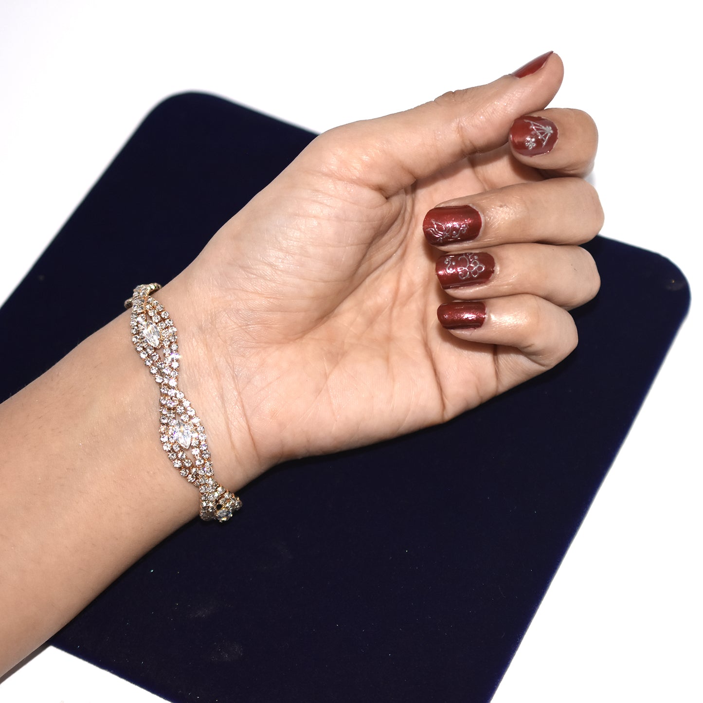 Sterling Golden and Rose Gold Silver Ladies Cubic Zirconia Tennis Bracelet