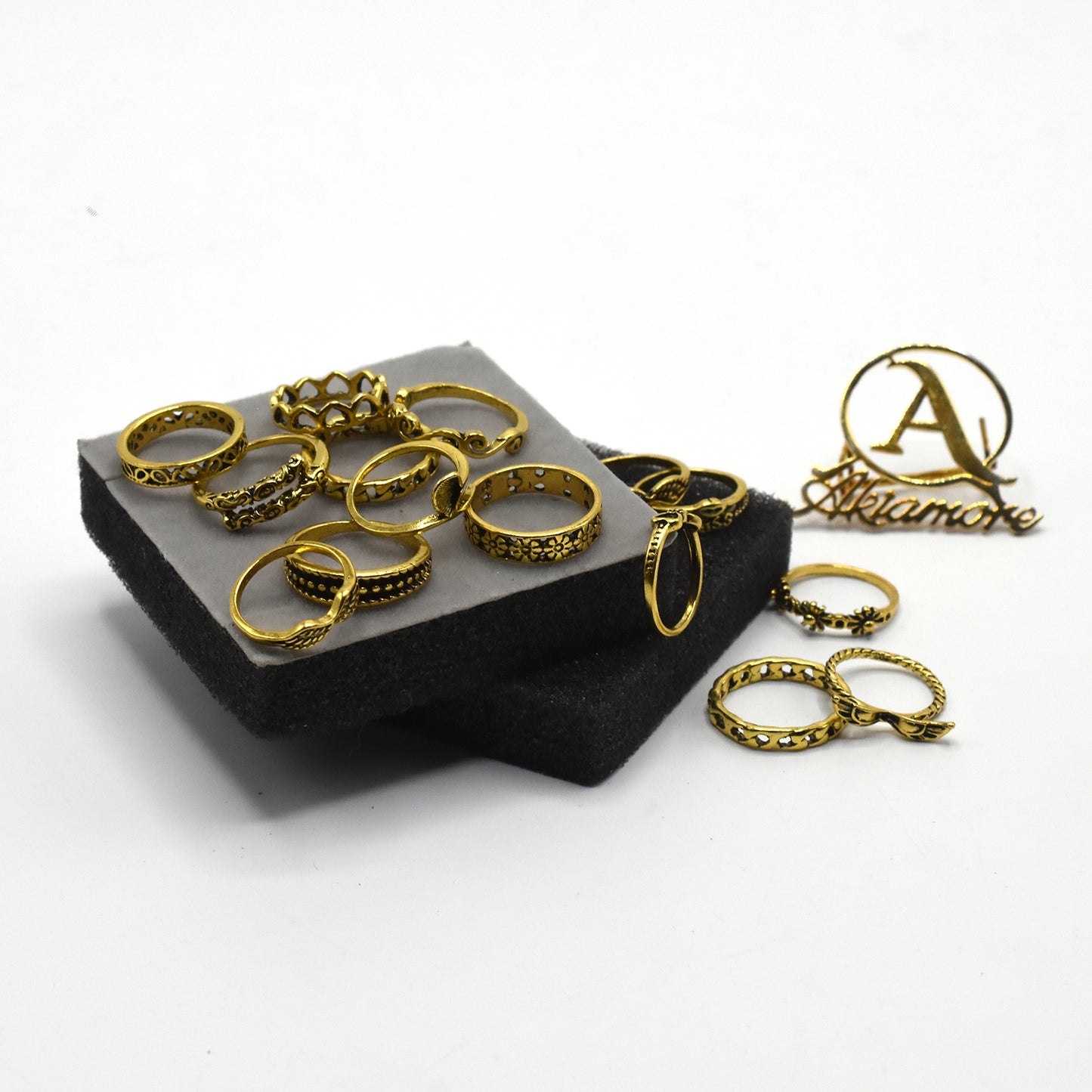 15 PCS Knuckle Stacking Rings for Women Girls,Boho Vintage Geometric Moon Sun Crystal Midi Finger Rings Set  fgfrarf1y-h