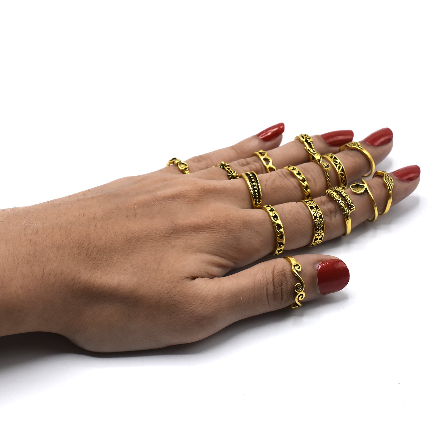 15 PCS Knuckle Stacking Rings for Women Girls,Boho Vintage Geometric Moon Sun Crystal Midi Finger Rings Set  fgfrarf1y-h