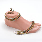 Fancy Golden and White Pearl and Multi Stone Anklets Food Jewellery For Women Fashion Jewellery plfrmga2h-4