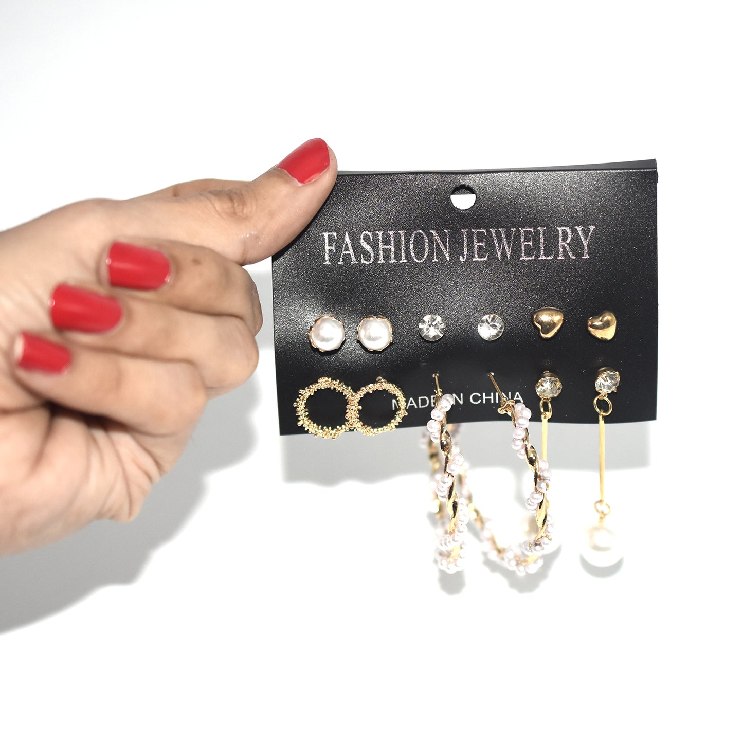 3 Pair Earrings Customize  Earrings Hoop Bamboo Style Personality Earrings With Heart-shaped design
