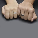 Silver new jewelry fashion woman man opening gift anniversary wedding engagement couple cubic zirconia ring