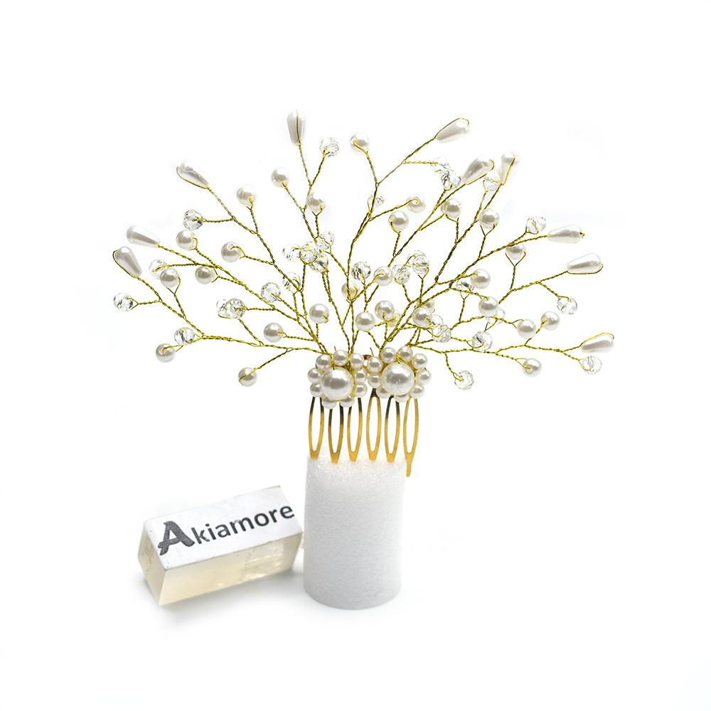 Fashion Golden and White Pearl  Wedding Hair Accessories Flowers Bridal Hair Jewelry Hair Pins Pearl Clips for Women Headpieces