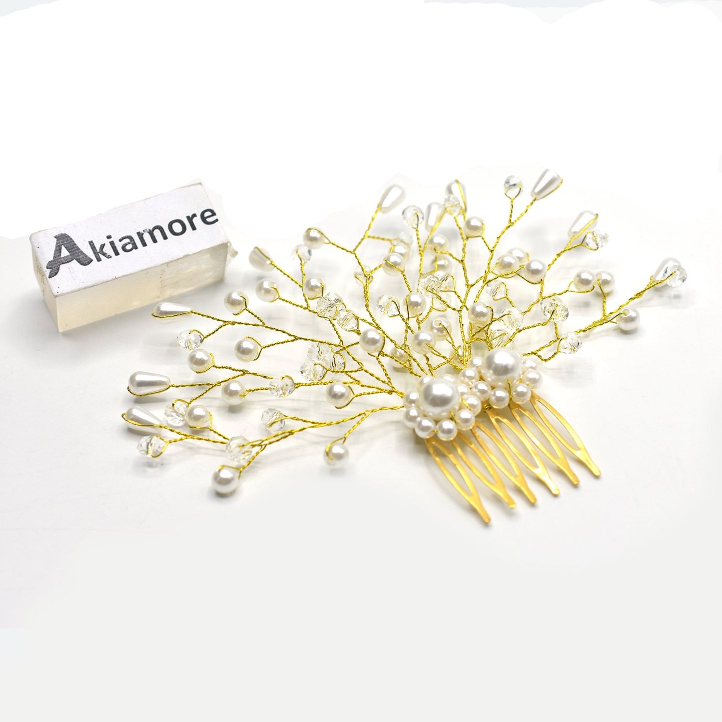 Fashion Golden and White Pearl  Wedding Hair Accessories Flowers Bridal Hair Jewelry Hair Pins Pearl Clips for Women Headpieces