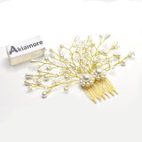 Fashion Golden and White Pearl  Wedding Hair Accessories Flowers Bridal Hair Jewelry Hair Pins Pearl Clips for Women Headpieces