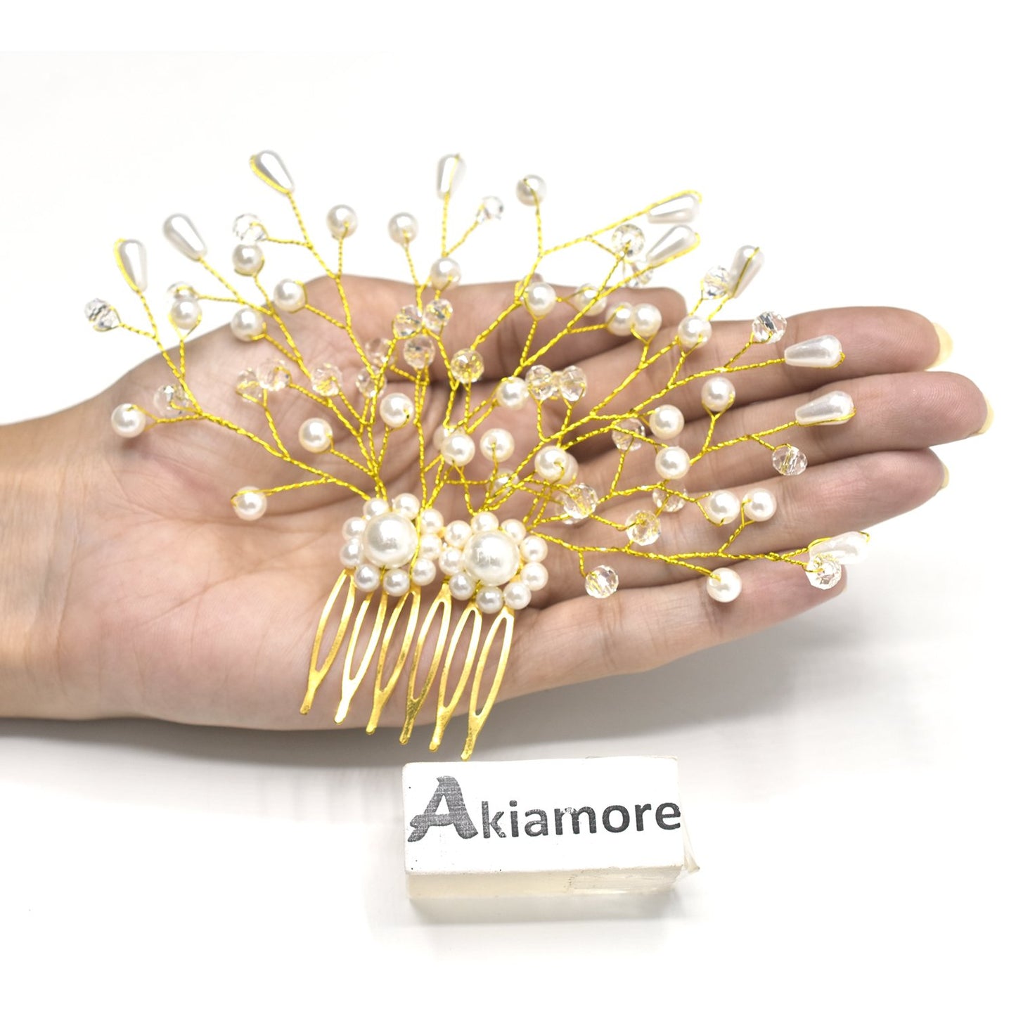 Fashion Golden and White Pearl  Wedding Hair Accessories Flowers Bridal Hair Jewelry Hair Pins Pearl Clips for Women Headpieces