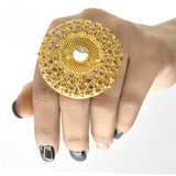 Adjustable Size Gold Color Finger Ring Exaggerated Big round Shape Rings for women