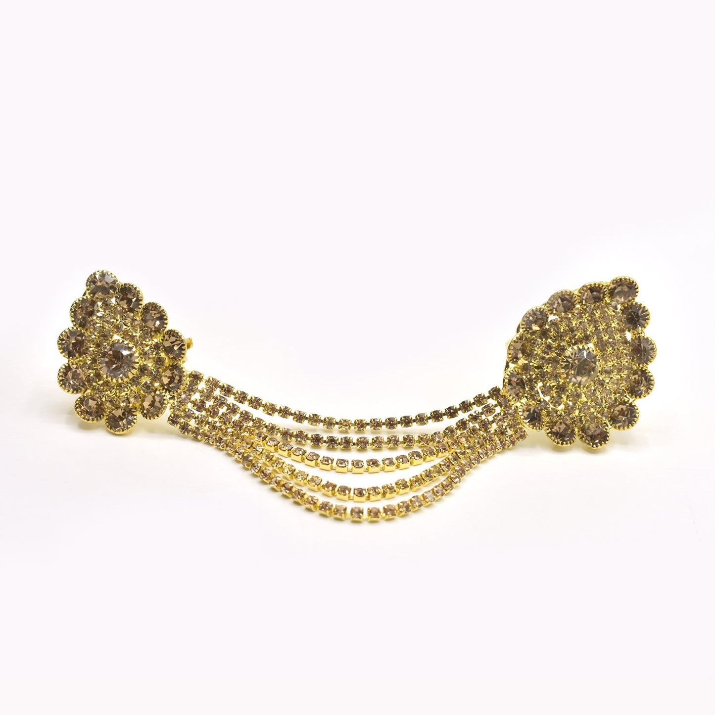 Rhinestone Flower  Full Finger Rings for Women Gold Chian Link Double Armor Ring fgfrgdf1f-1