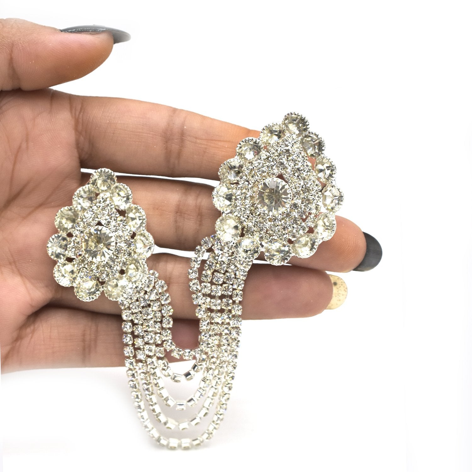 Rhinestone Flower  Full Finger Rings for Women Gold Chian Link Double Armor Ring fgfrgdf1f-1