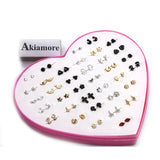 36 Pair/lot Women Animal Flower Small Stud Earrings Sets Girl Child Baby Enam0el Mini Earring Party Jewelry Friend Birthday Gift