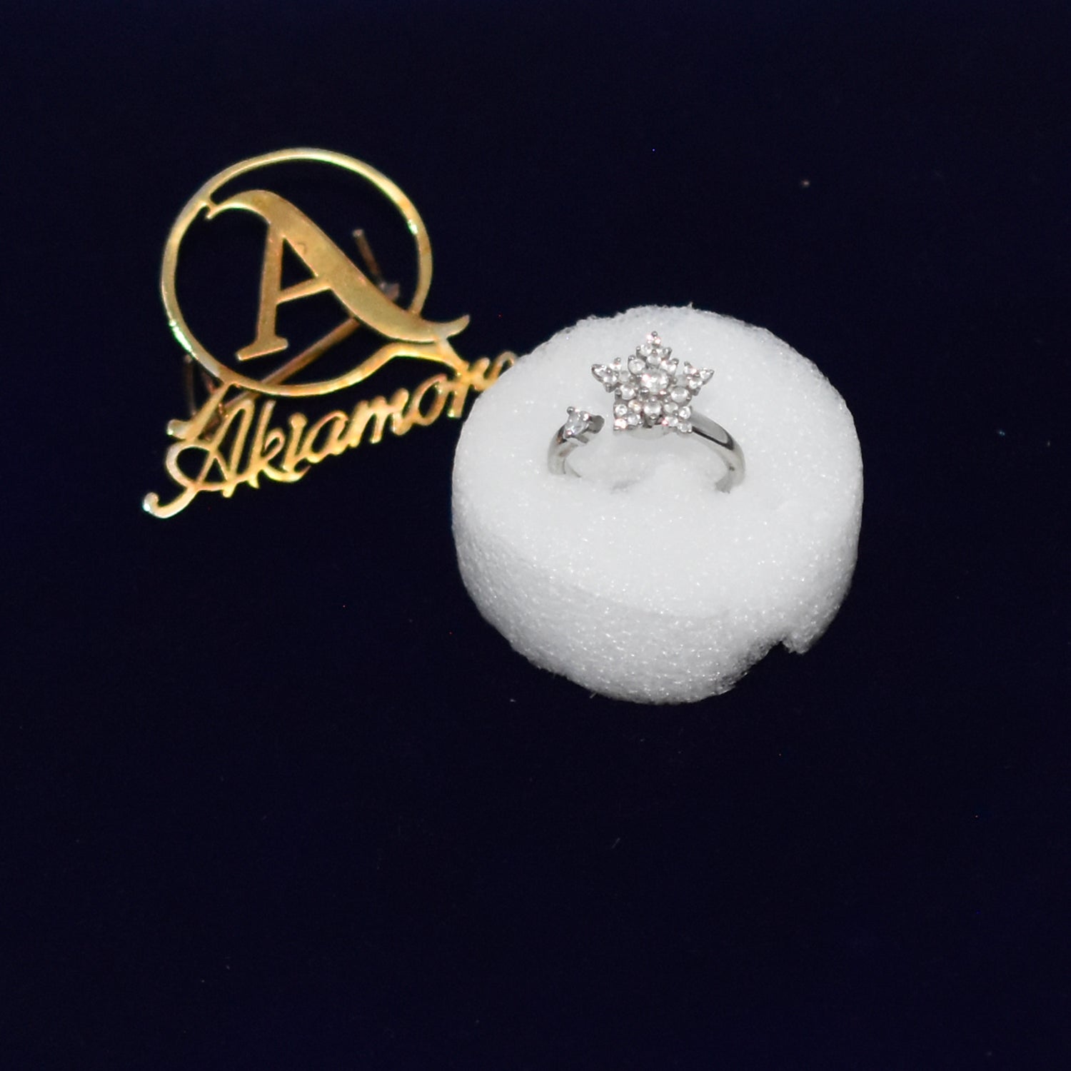 Women Ring Opening Rotatable Shiny Rhinestone