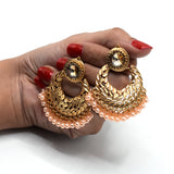 New Gold Handmade White Beads Thailand Lotus Flower Indian Jhumki Jhumka Nepal Earrings Party Jewelry