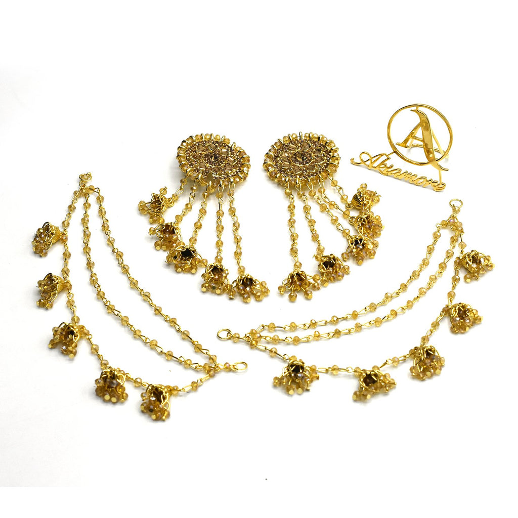 Flipkart.com - Buy FRESH VIBES Fresh Vibes Golden Party Wear Long Bahubali  Jhumki Earrings with Hair Chain for Women - Antique Traditional Devsena  Heavy Hanging Jhumka Ear Rings for Ladies Alloy Jhumki