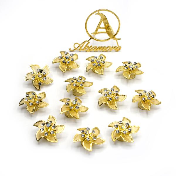 12 pcs Hair Golden Hair Stone Flower Design  Rhinestone Wedding Bridal Hairpins forz Women Barrette Crystal  hbfrgdd2c-1