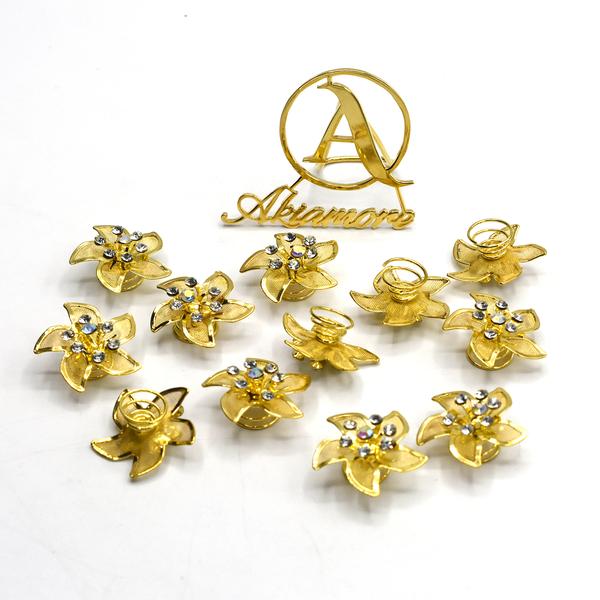12 pcs Hair Golden Hair Stone Flower Design  Rhinestone Wedding Bridal Hairpins forz Women Barrette Crystal  hbfrgdd2c-1