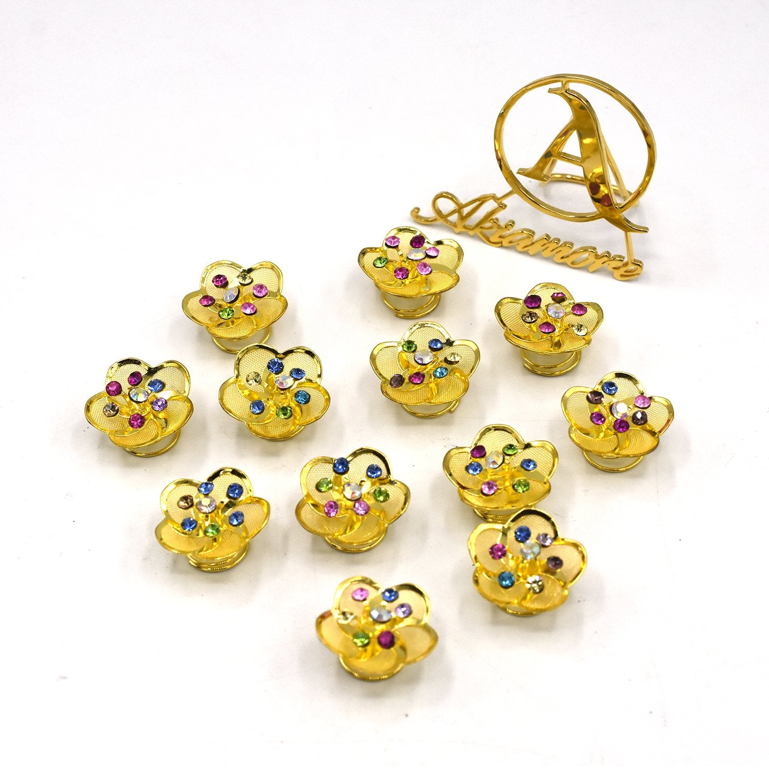 12 pcs Hair Golden Hair Stone Flower Design  Rhinestone Wedding Bridal Hairpins forz Women Barrette Crystal  hbfrgdd2c-1