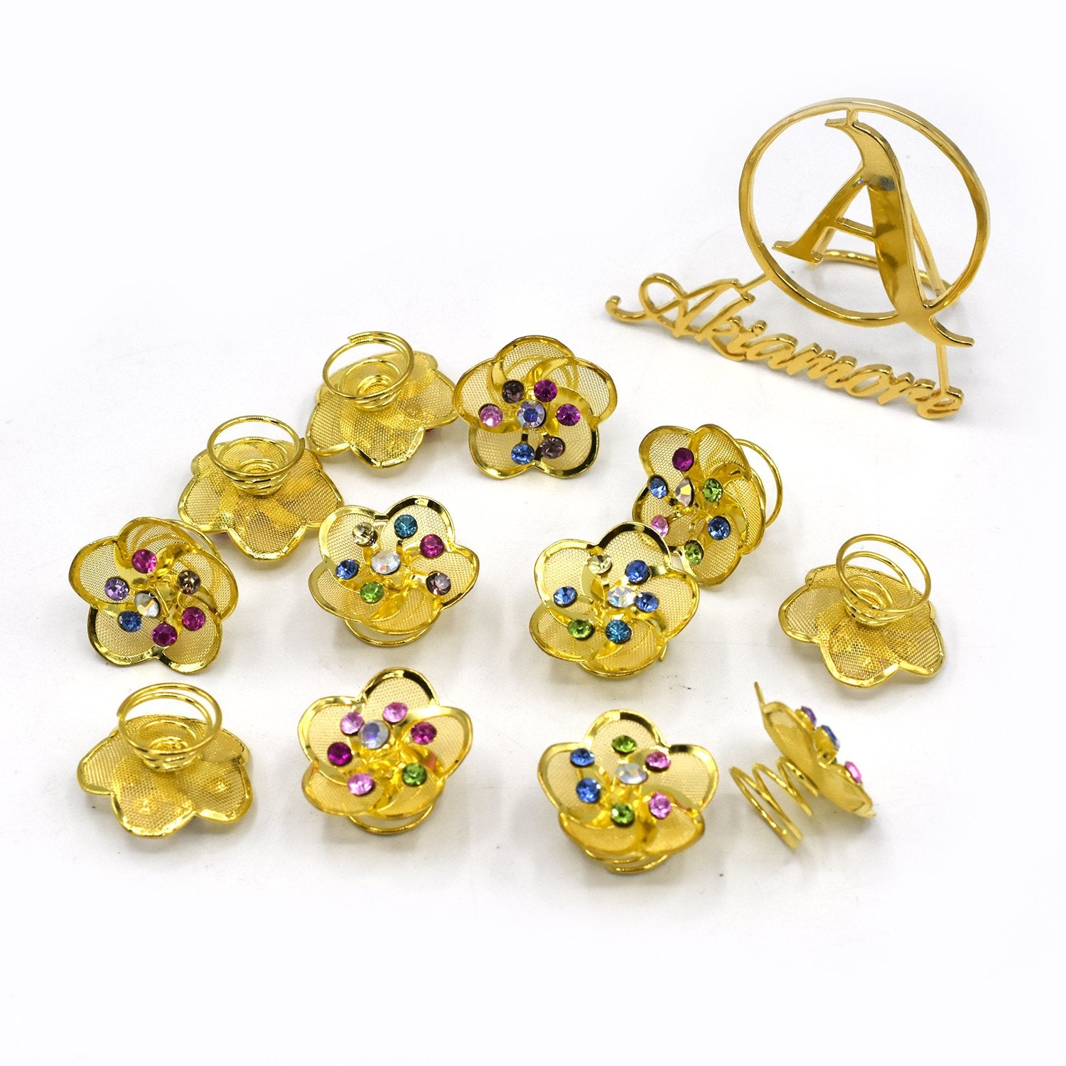 12 pcs Hair Golden Hair Stone Flower Design  Rhinestone Wedding Bridal Hairpins forz Women Barrette Crystal  hbfrgdd2c-1