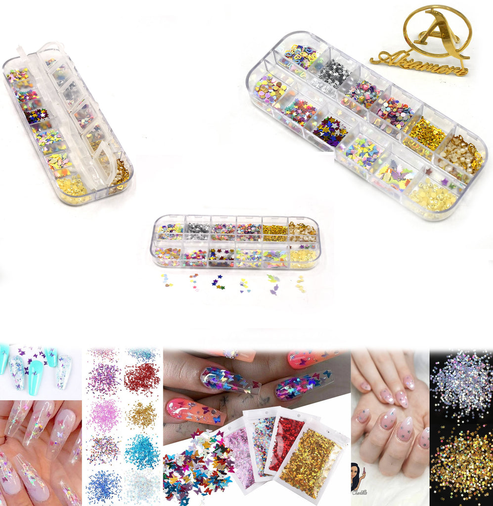 12 Grids Nail Art Decorations Colorful Multi design Nail Glitter Sequins Sparkly 3D Nail Polish For Nail Art ntfrmir2c-1