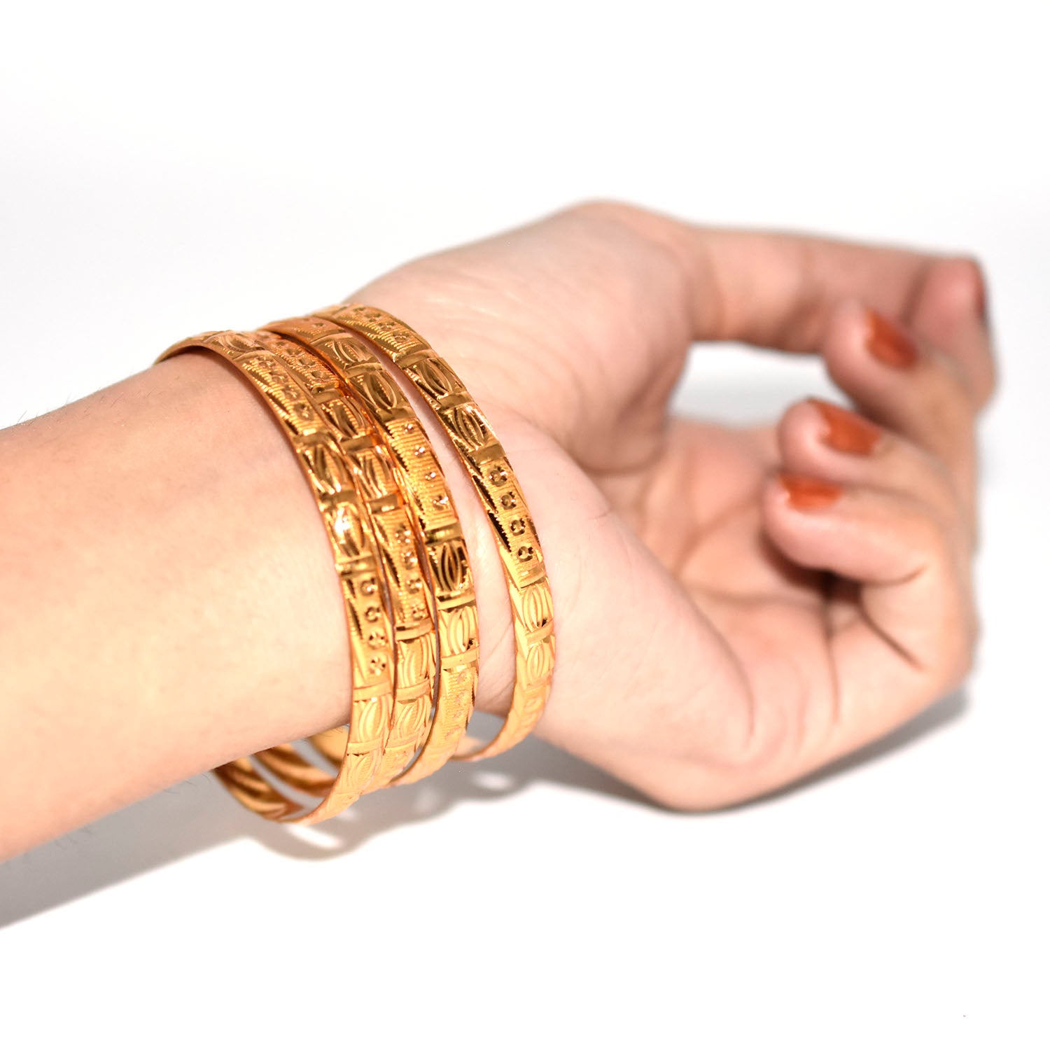 Gold Plated Beautiful 4 PCS Kada Bangle Set bl26gde1j-e