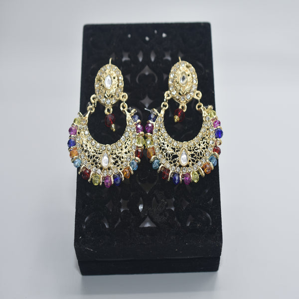 vintage gold multi earring with white stone egfrmib4f-6
