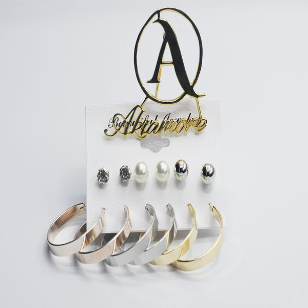 3 Pairs Round Simple Bali and 3 Pairs Drop Earrings 2020 New Fashion Minimalist Jewelry egfrsdb5e-1
