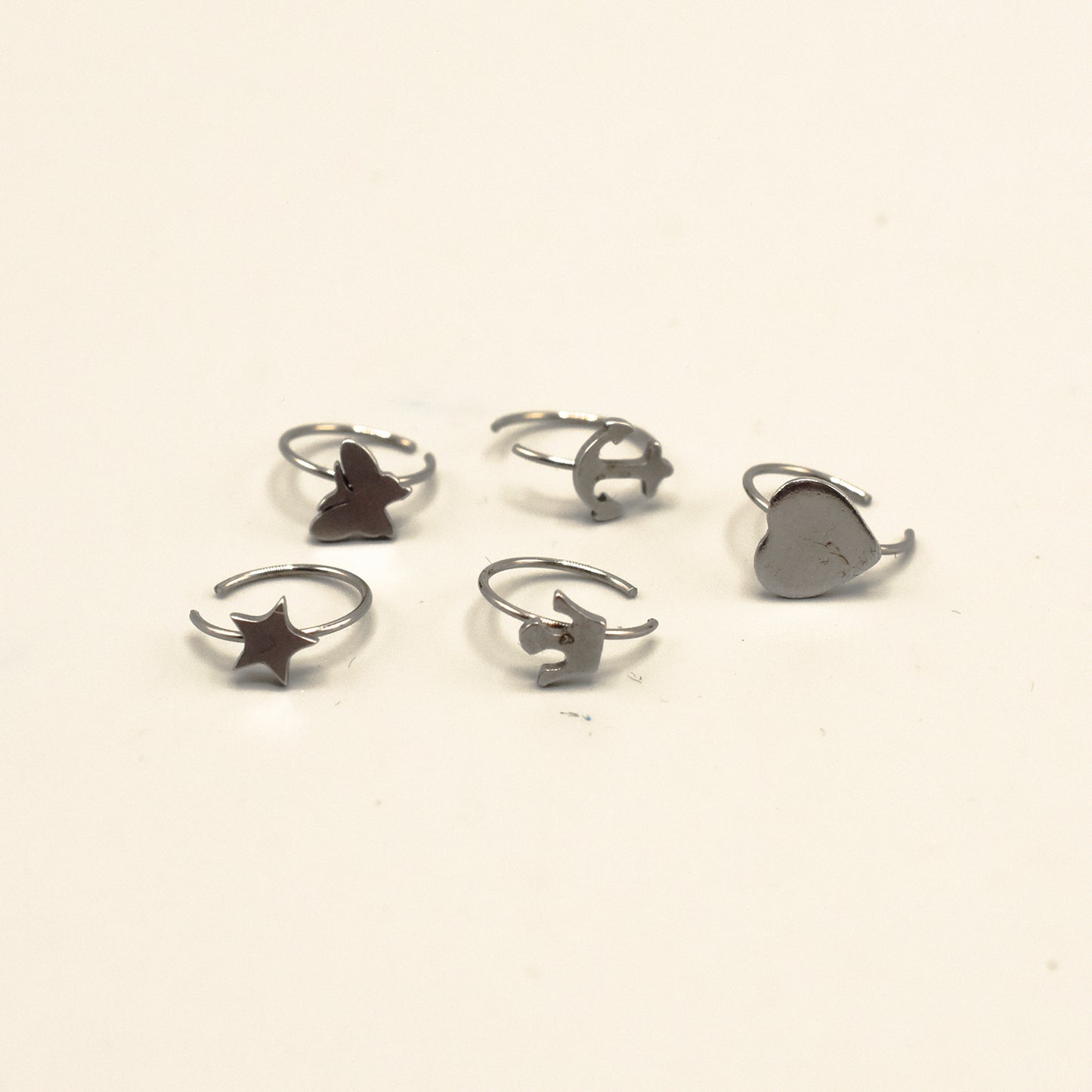 BOG-5PCS Surgical Steel Star Nose Ring Hoops Ear Cartilage Open Hoop Ring