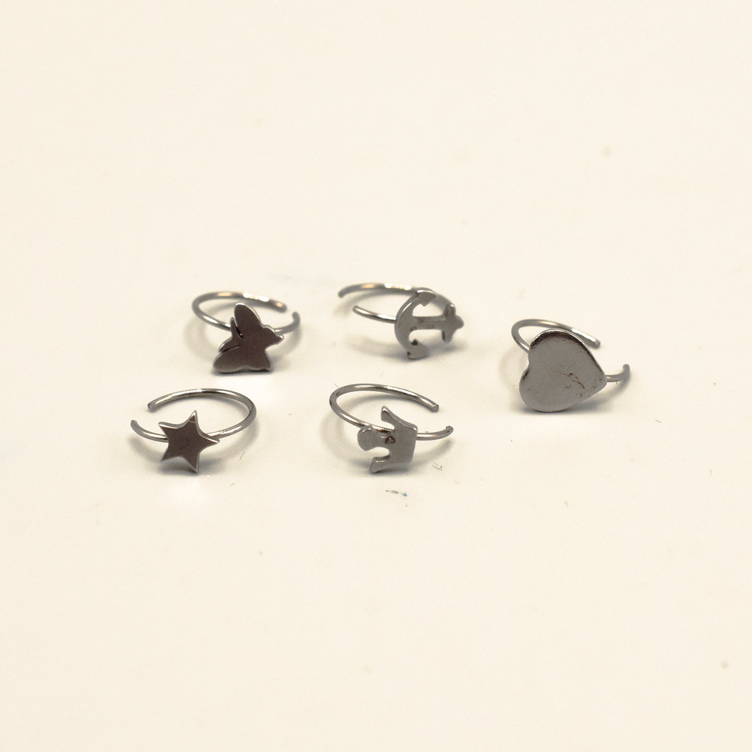 BOG-5PCS Surgical Steel Star Nose Ring Hoops Ear Cartilage Open Hoop Ring