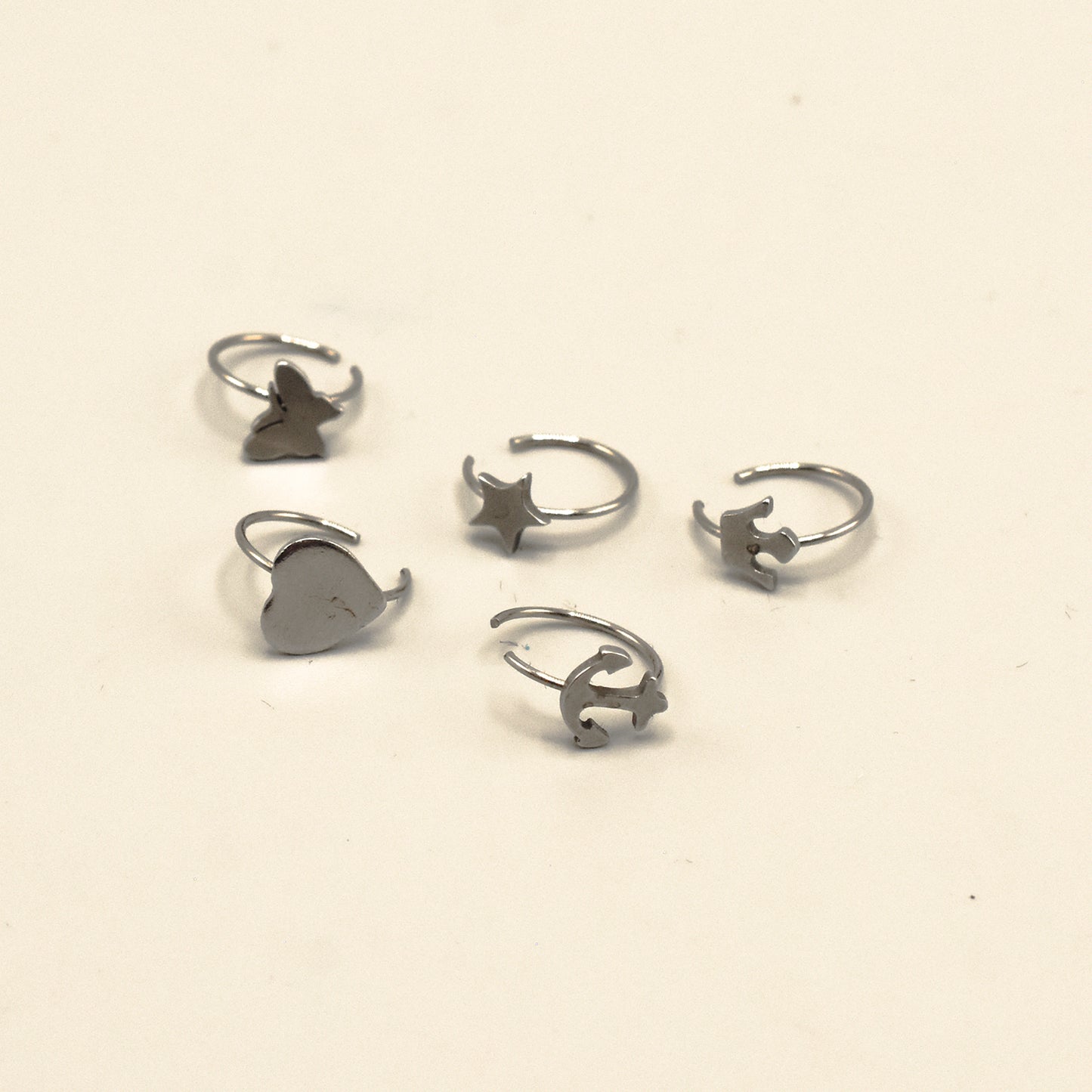 BOG-5PCS Surgical Steel Star Nose Ring Hoops Ear Cartilage Open Hoop Ring