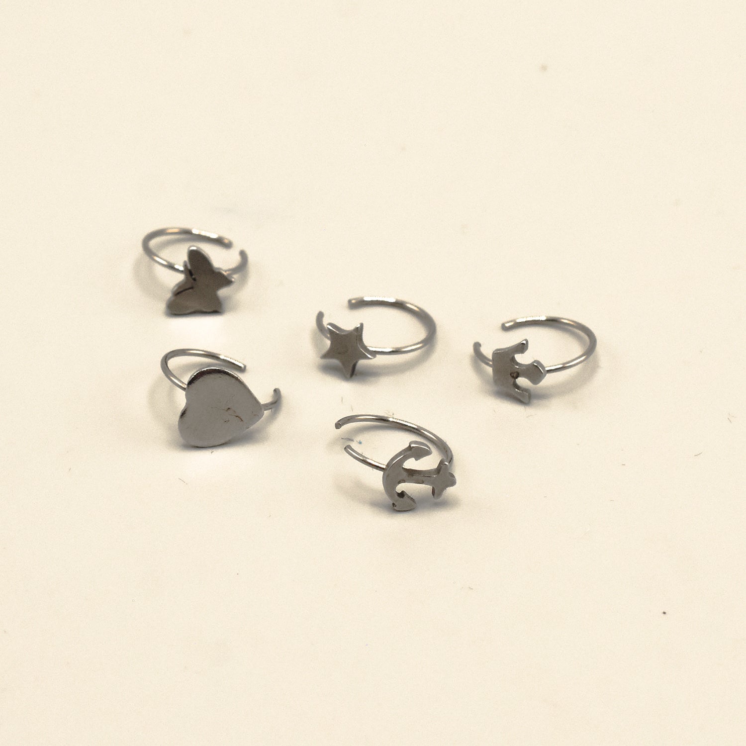 BOG-5PCS Surgical Steel Star Nose Ring Hoops Ear Cartilage Open Hoop Ring