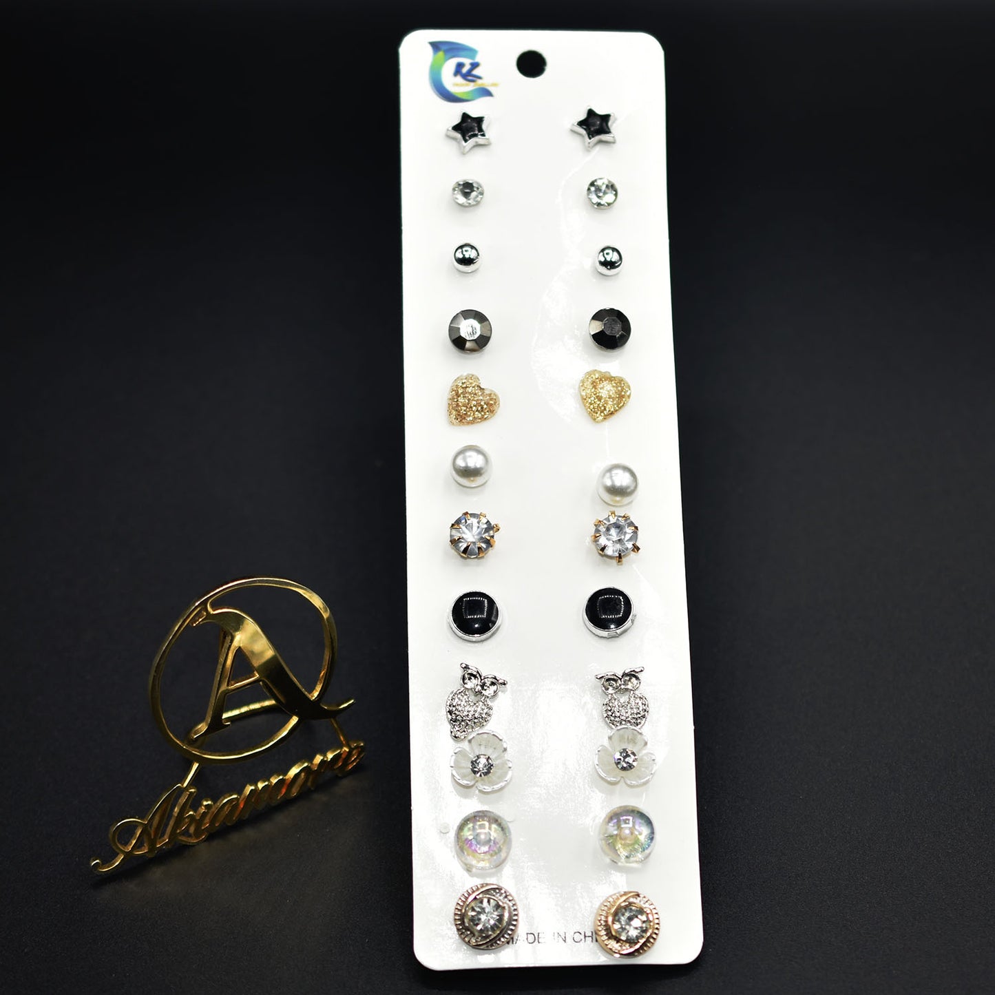 12 Pair/Set Fashion Women Round Shiny Rhinestone Crystal Flower Stud Earring For Lady's Mixed Ear Studs Jewelry Gift egfrsrc1h-1