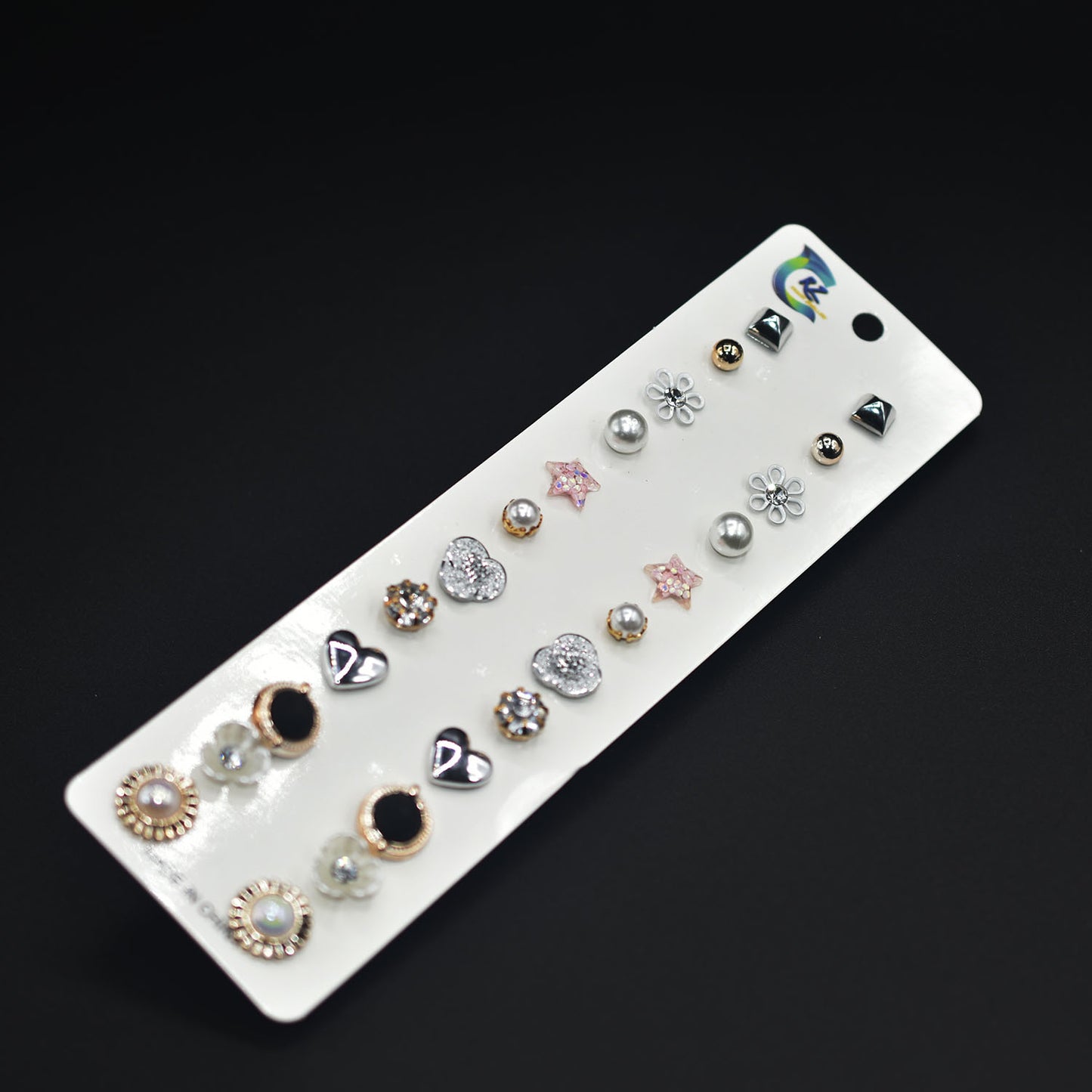 Fashion 12 pair/set Randum Earrings for Women Square Crystal Heart Stud Earrings for Women egfrsrc1i-1
