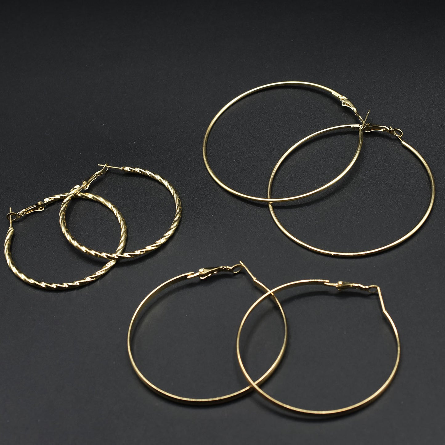 3 apir Golden New Fashion Round Dangle Drop Earrings for Women Geometric Round Heart Gold Earring egfrgdc2b-a