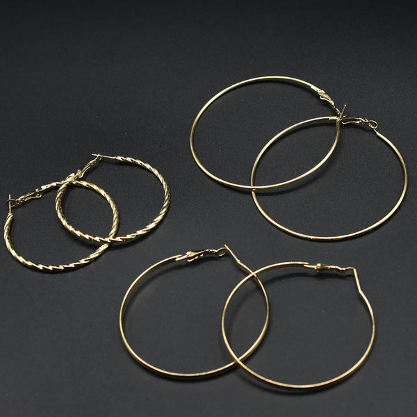 3 apir Golden New Fashion Round Dangle Drop Earrings for Women Geometric Round Heart Gold Earring egfrgdc2b-a