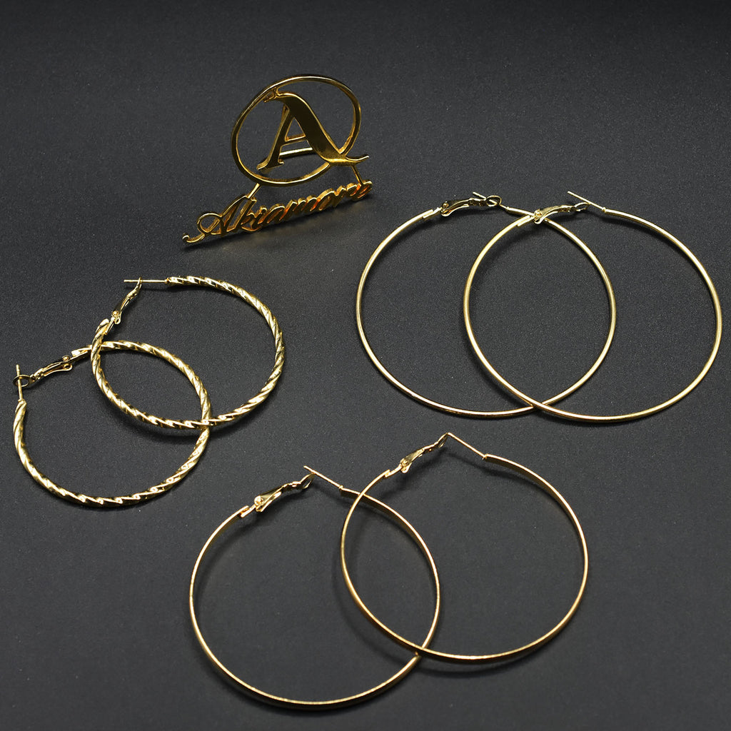 3 apir Golden New Fashion Round Dangle Drop Earrings for Women Geometric Round Heart Gold Earring egfrgdc2b-a
