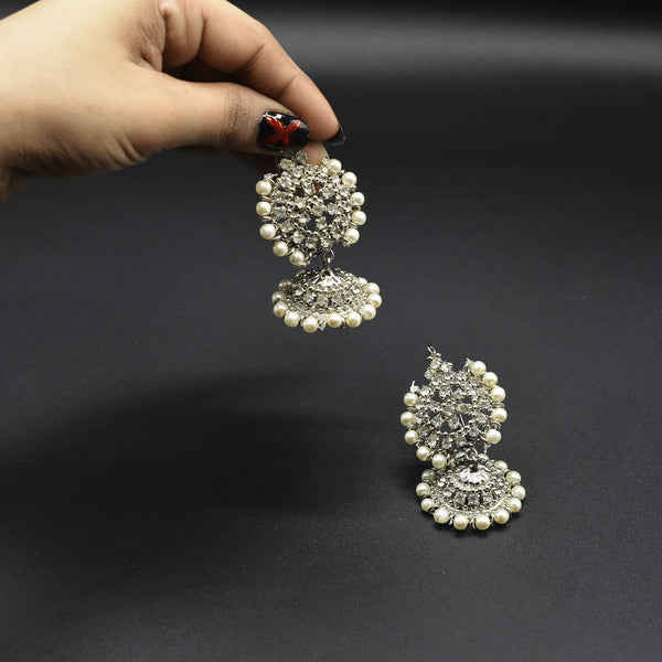 antique silver pearl jhumka style earring egfrsrb5a-i