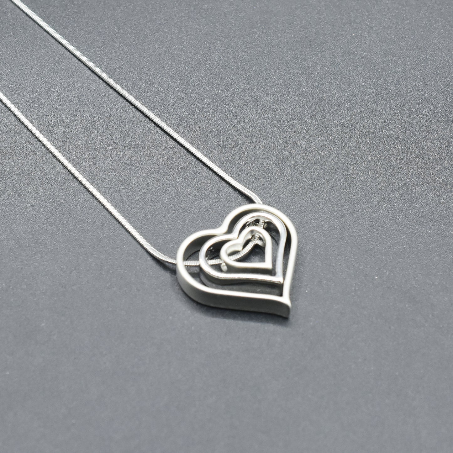 Lovely Crystal silver Layer Heart Pendant chain locket