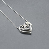 Lovely Crystal silver Layer Heart Pendant chain locket
