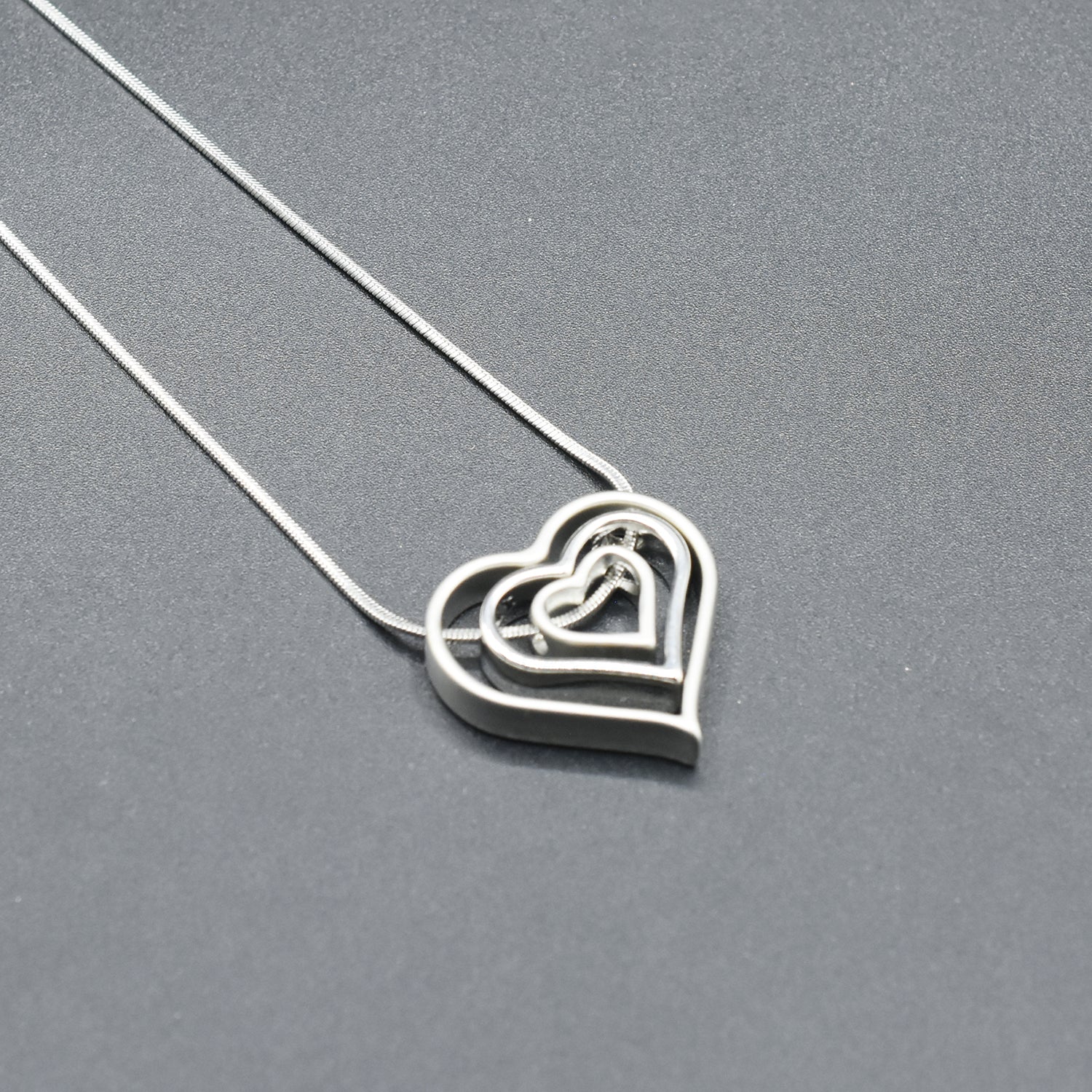 Lovely Crystal silver Layer Heart Pendant chain locket