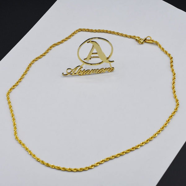 Gold Tone Necklace Men Women Silver Tone Rope Chain Brass Chain  21 inch length