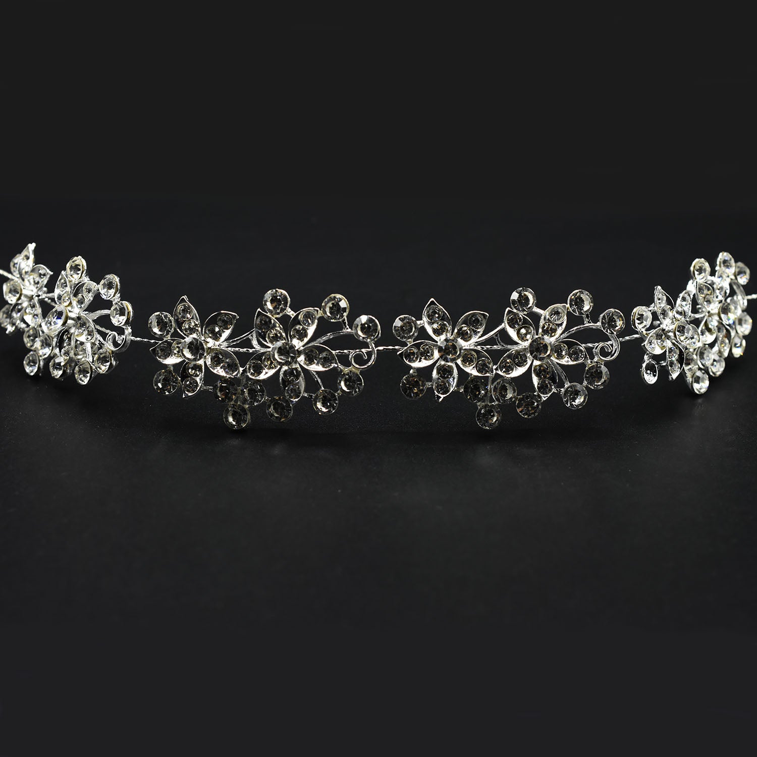 Silver Tiara Wedding Hair Accessories Traditional Handmade Flower Style Crown Elegant for Women Fashion Luxury Headwear hnfrsrd1a-1