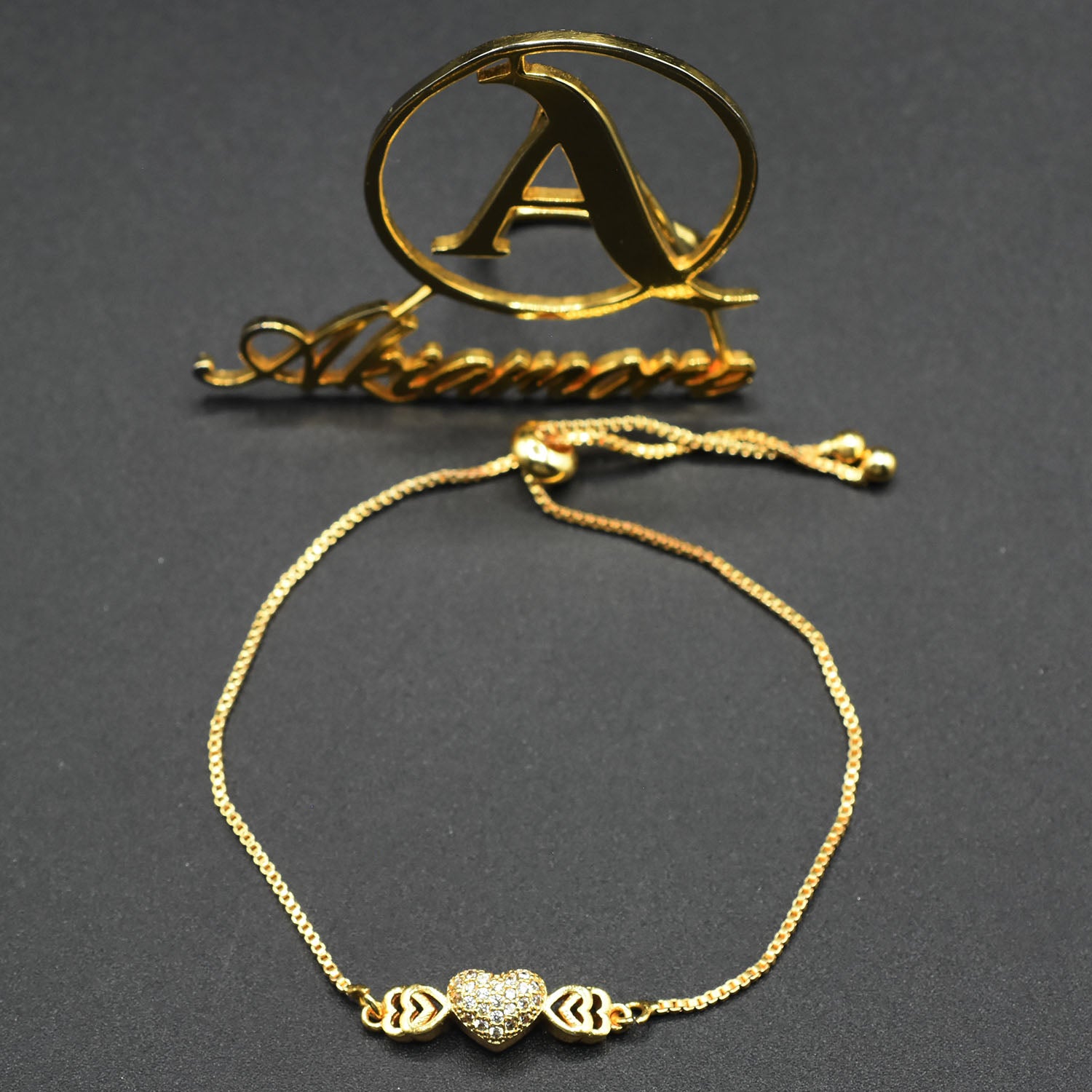 Gold chain Link Bracelet With Gold Disc btfrgda4f-8