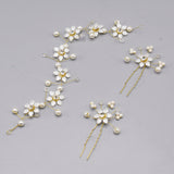 1 Set Wedding Headdress Accessories Hearband Haripin Handmade Flower Pearl Hair Band Headdress Flower Girl Hair Vine