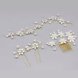 1 Set Wedding Headdress Accessories Hearband Haripin Handmade Flower Pearl Hair Band Headdress Flower Girl Hair Vine